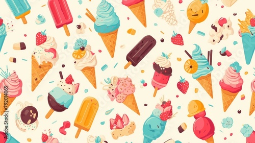 A cartoonish ice cream design was used to create a playful pattern
