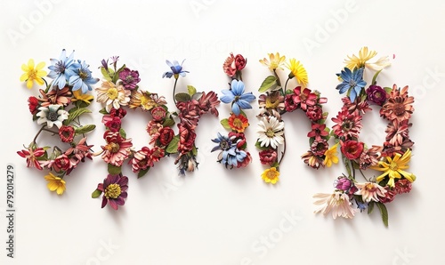 Word Spring made of flowers...