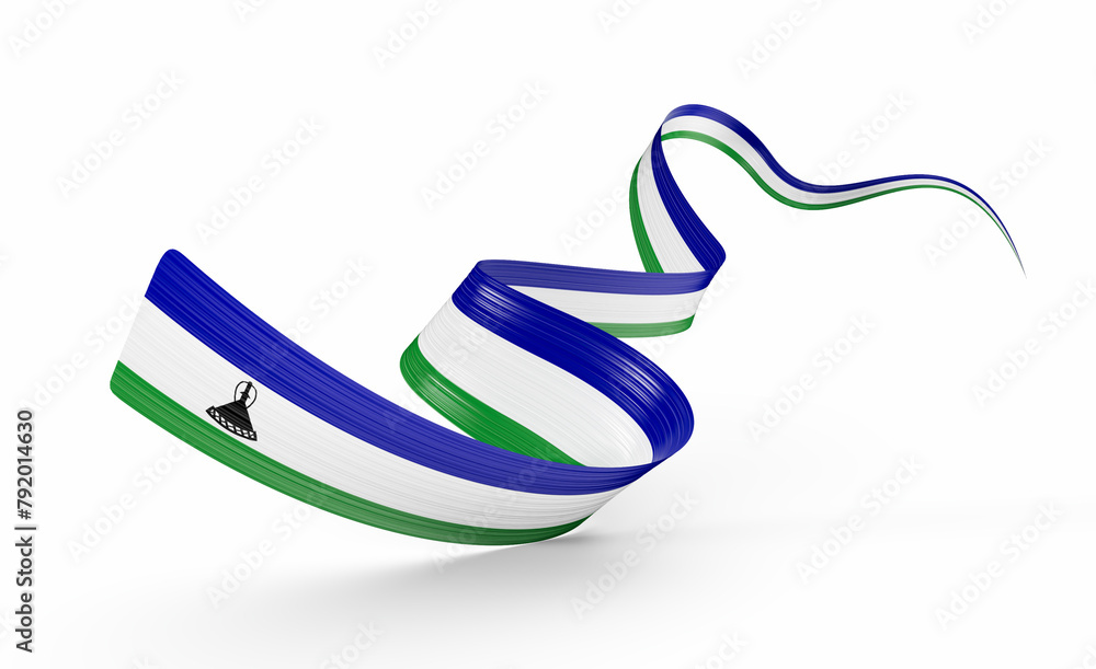 3d Flag Of Lesotho 3d Shiny Waving Lesotho Ribbon Flag On White Background 3d Illustration 3d Flag Of Lesotho 3d Shiny Waving Lesotho Ribbon Flag On White Background 3d Illustration