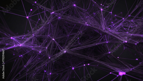 Abstract ebony black and intense violet virtual network - design element for technology background - connectivity backdrop illustration. © xKas