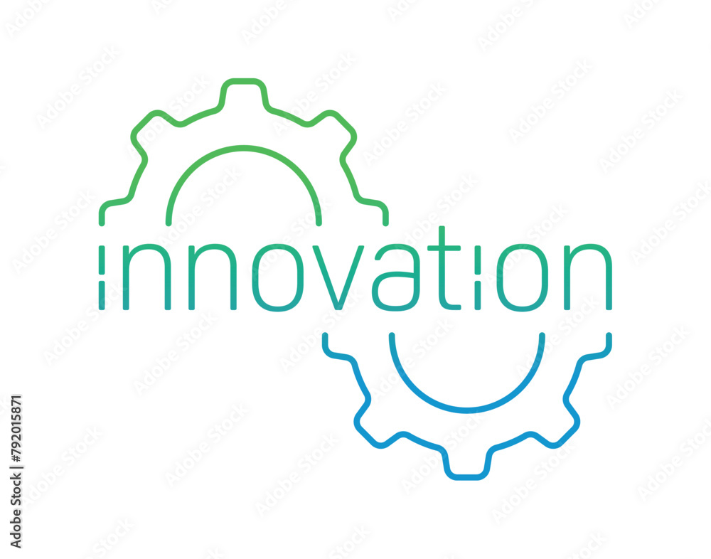 half wheel and innovation concept. green-blue innovation logo - obrazy, fototapety, plakaty 