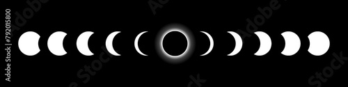 Different phases of solar and lunar eclipse . Vector .