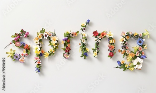Word Spring made of flowers...