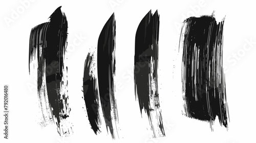 black paint brush strokes on a white background vector set
