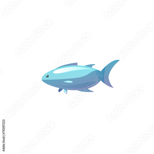 Sea salmon, trout, tuna or keta fish vector, cartoon marine animal, tropical aquatic blue fish, ocean fauna wildlife