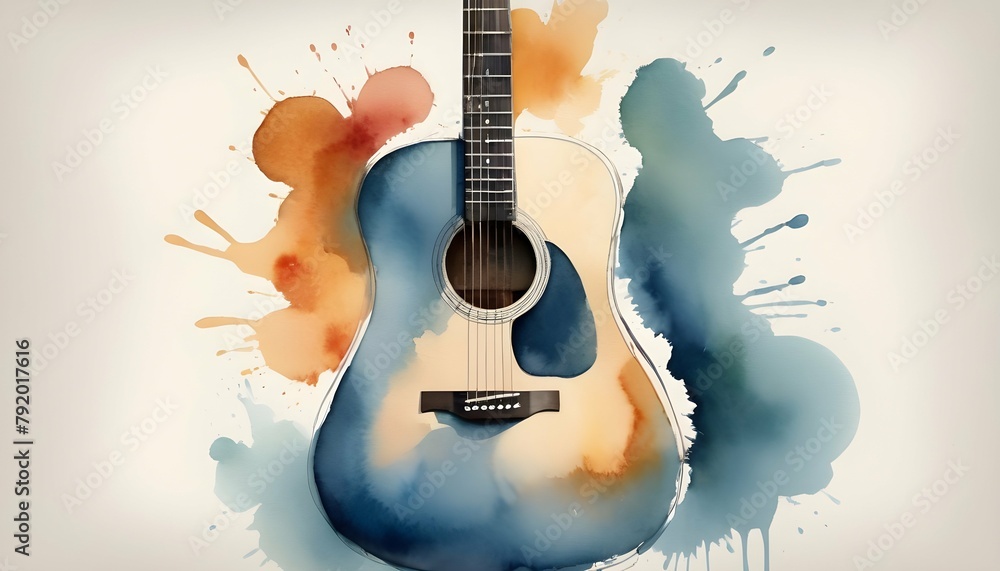 Illustrate the timeless beauty of an acoustic guit upscaled_5