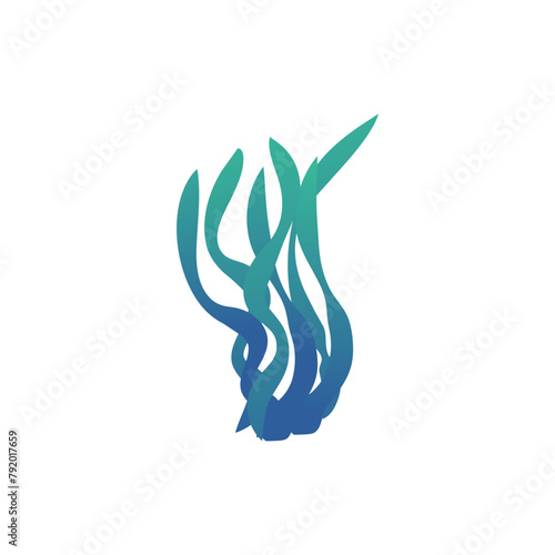 Spirulina seaweed cartoon vector, aquatic marine algae plant, underwater flora, aquarium leaves decoration, sea food