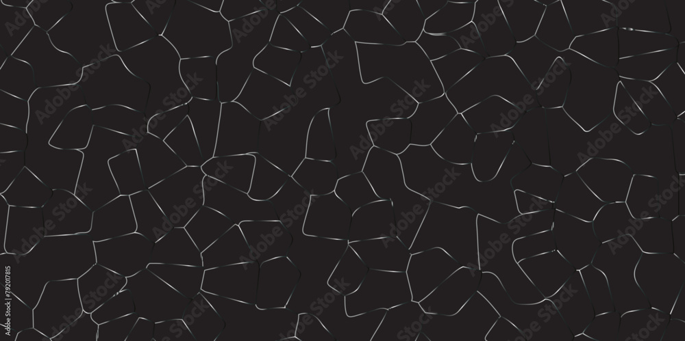 Abstract black crystalized broken glass background .black stained glass window art vector background . broken stained glass gray lines geometric pattern .