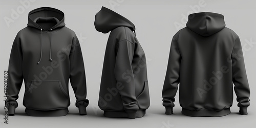 Black hoodie mockup front and back showing different angles of hoodie can be used for multipurpose