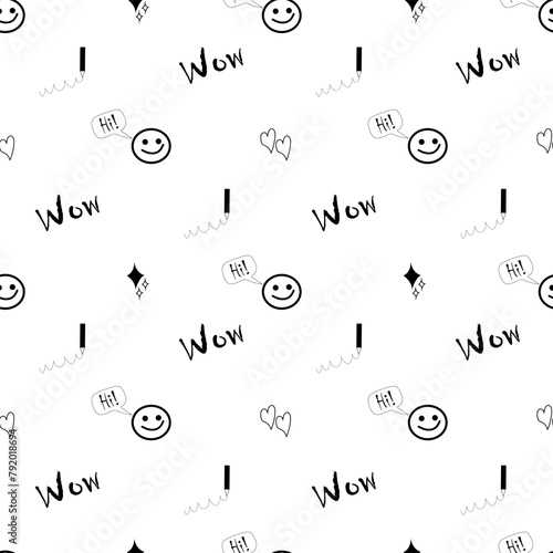 pattern  doodle, cute elements, heart, stars, arrows, vector, 