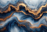 A mesmerizing digital art piece showcasing an abstract background with swirling patterns of deep blue and gold. Created with Ai