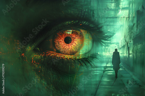This background illustration depicts delusional disorders and paranoia, evoking fear and confusion, ideal for mental health resources and psychology presentations. photo
