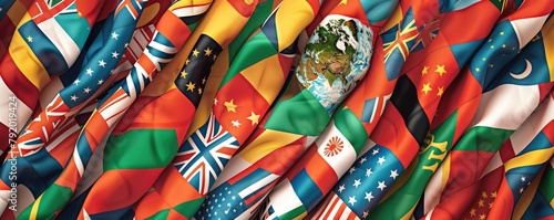 international flags representing countries from around the globe. photo