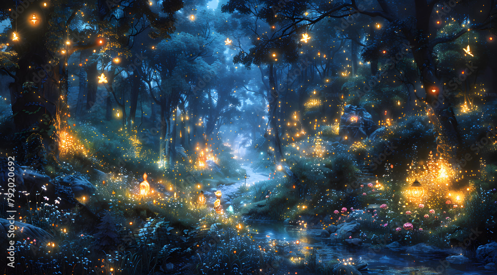 Fairyland Reverie: A Twilight Garden Abuzz with Fairies and Luminous Butterflies