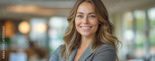 Professional woman smiling in an office