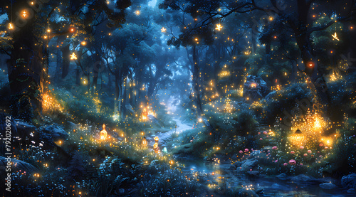 Fairyland Reverie: A Twilight Garden Abuzz with Fairies and Luminous Butterflies © Thien Vu