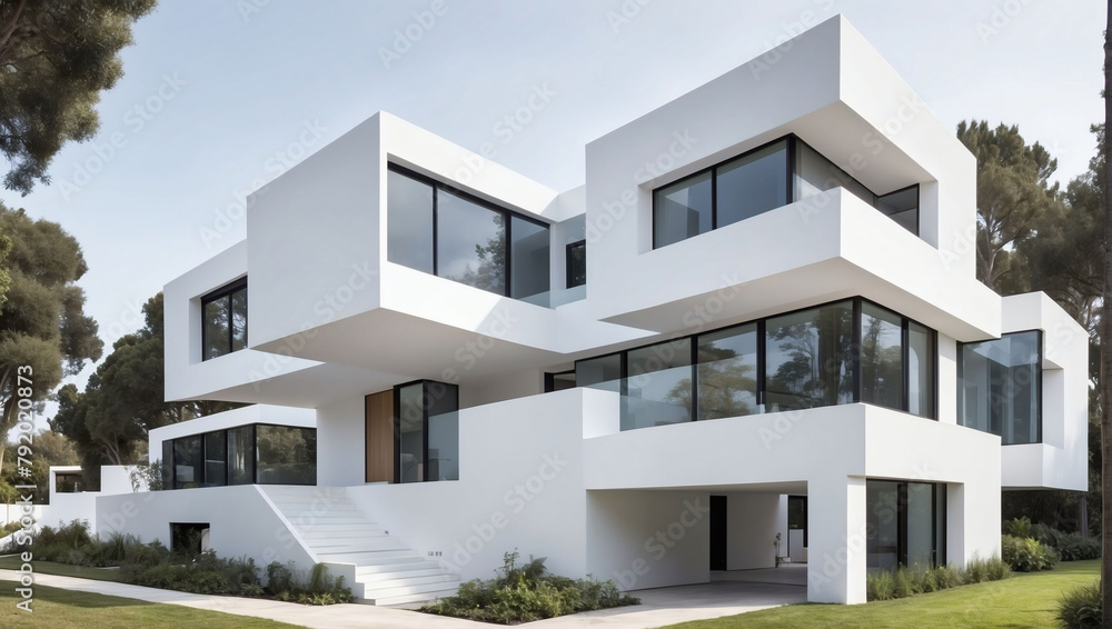 Avant-garde structure boasting modern white architecture.
