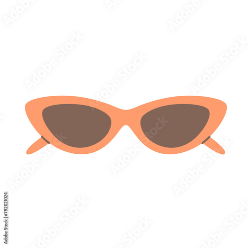 Summer sun glasses, fashion glasses frame. Women beach accessory in modern retro style. Vector illustration in flat style