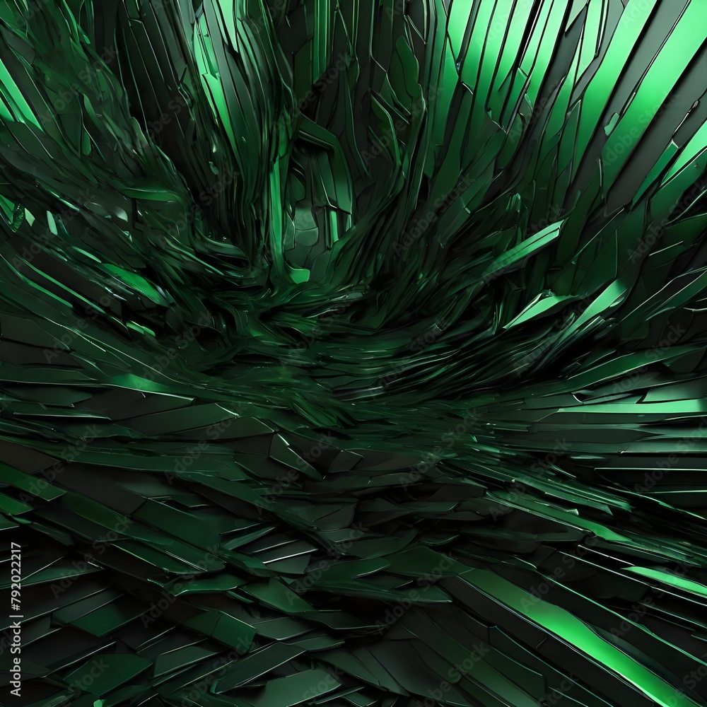 Fototapeta premium Abstract Green Cyber Broken Metallic Background