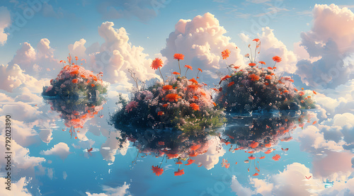 Pastel Dreamscape  Floating Gardens Paint the Sky with Serenity