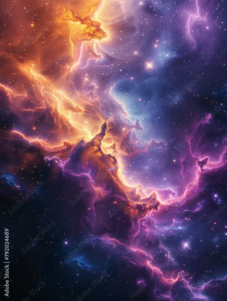 Cosmic Majesty Exploring the Abstract Purple and Gold Nebulae of the Universe Cosmic Majesty Exploring the Abstract Purple and Gold Nebulae of the Universe