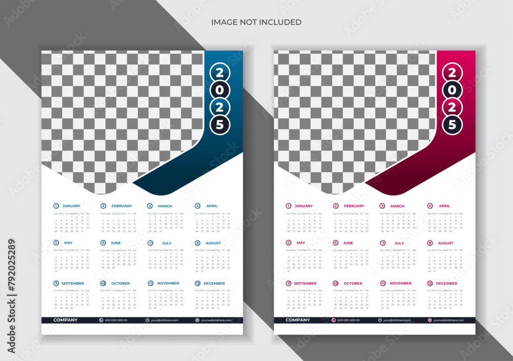 Wall Calendar Design Template 2025 for your office and company Stock ...