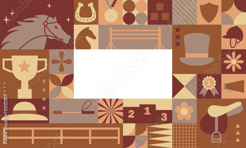 Derby background. Horse Race frame. Racing horses competing. Hippodrome. Racetrack. Horse Racing Event design