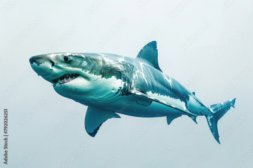 A shark hunting in the deep sea
