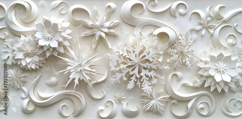 Cut paper shapes with decorative curving forms
