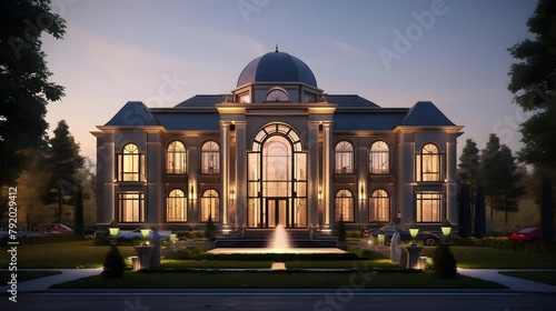 Palace in the evening, Sochi, Russia. Panoramic view photo