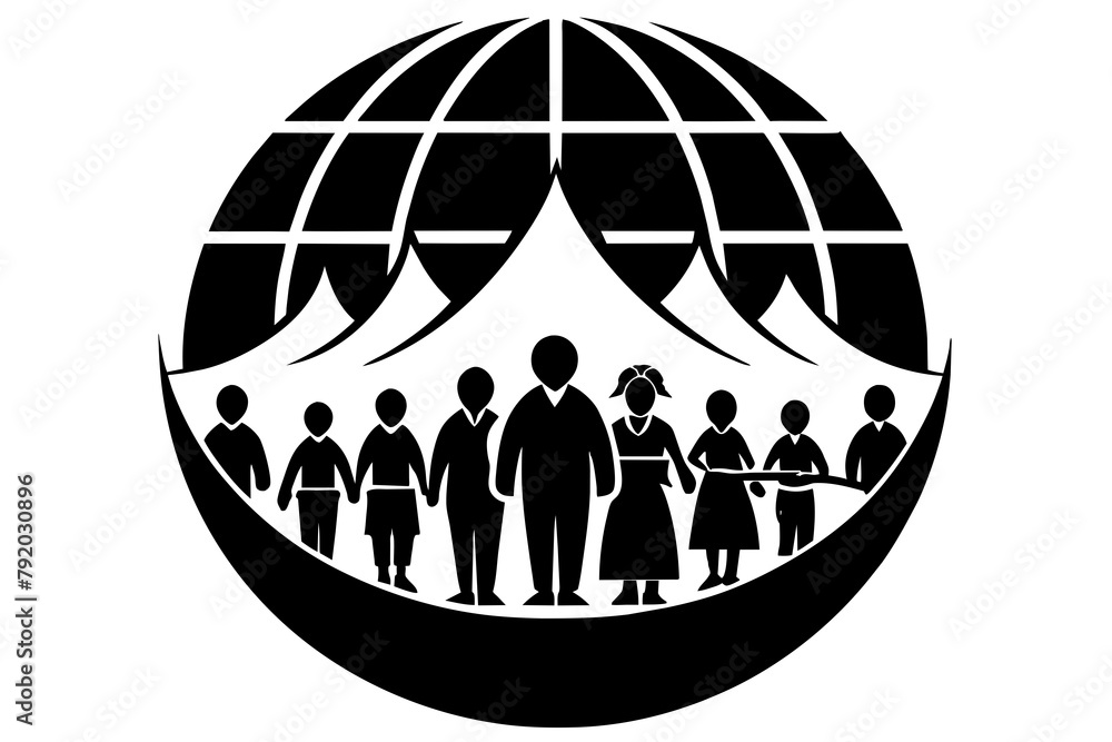 World Refugee Day Vector Illustration Silhouetted on white background World Refugee Day Vector Illustration Silhouetted on white background