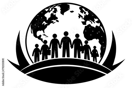 World Refugee Day Vector Illustration Silhouetted on white background