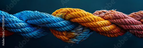 Success Business Arrow Connection as Diverse Rop, Corporate symbol for cooperation and collaboration joining diverse ropes as a business metaphor for 