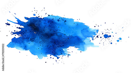 Blue paint splashes isolated on a transparent background, PNG, Ai