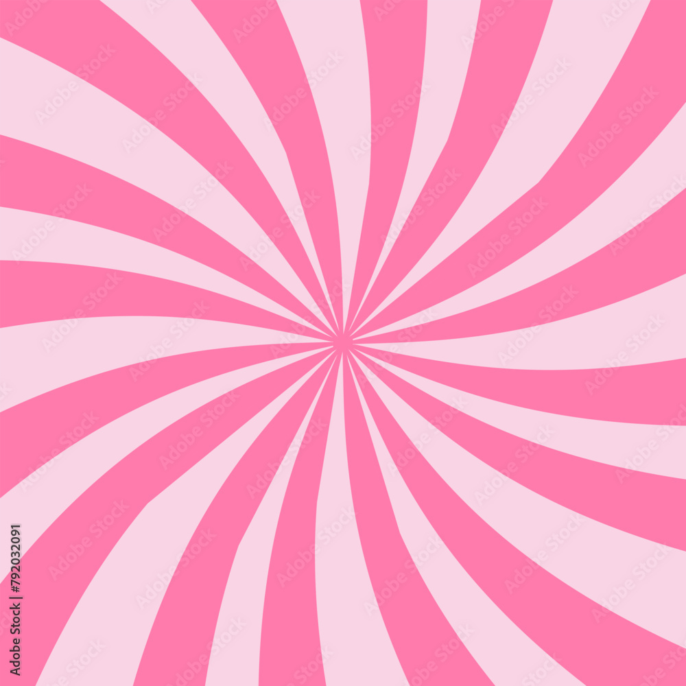 Vector background in the form of a pink spiral. Pink whirlwind. Pink candy pattern. Psychedelic drawing