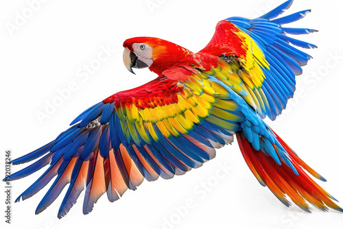 A parrot takes flight with vibrant colors © Veniamin Kraskov