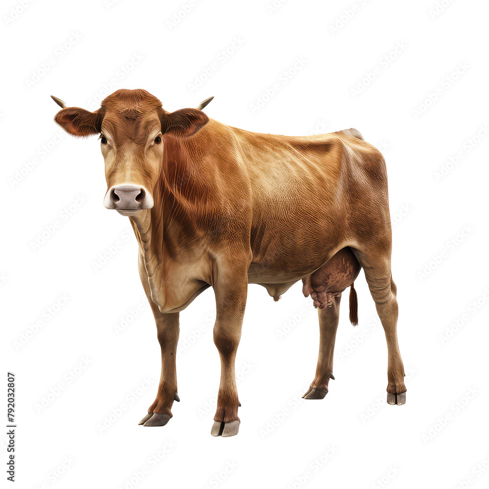 A brown cow standing isolated on transparent, alpha, background, Eid ul adha, Eid al adha