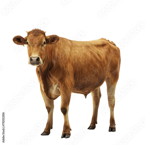 A brown cow standing isolated on transparent, alpha, background, Eid ul adha, Eid al adha