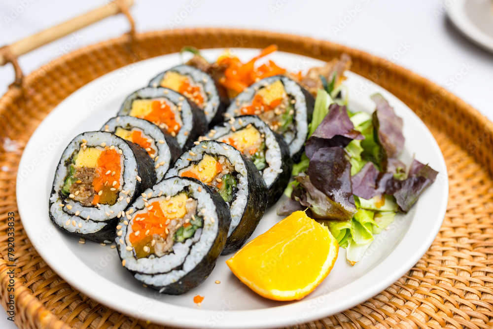 Traditional Korean Sushi rice roll kimbap Traditional Korean Sushi rice roll kimbap