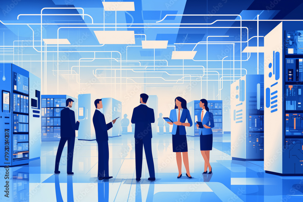 Business graphic vector modern style illustration of business people in ...
