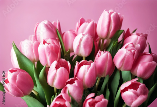 'pink wrappen tulips Bouquet paper Flower Floral Mothers day Garden Blue Valentine Holiday Pink Top view Romantic Tulip Bouquet Perennial Tulipa Bulbous Baby blue Bloom Blooming Bulb flowers Overhead'