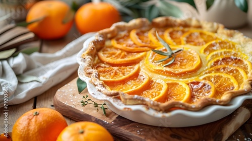 Wallpaper Mural A freshly baked orange tart in a white dish, National Pie Day Torontodigital.ca