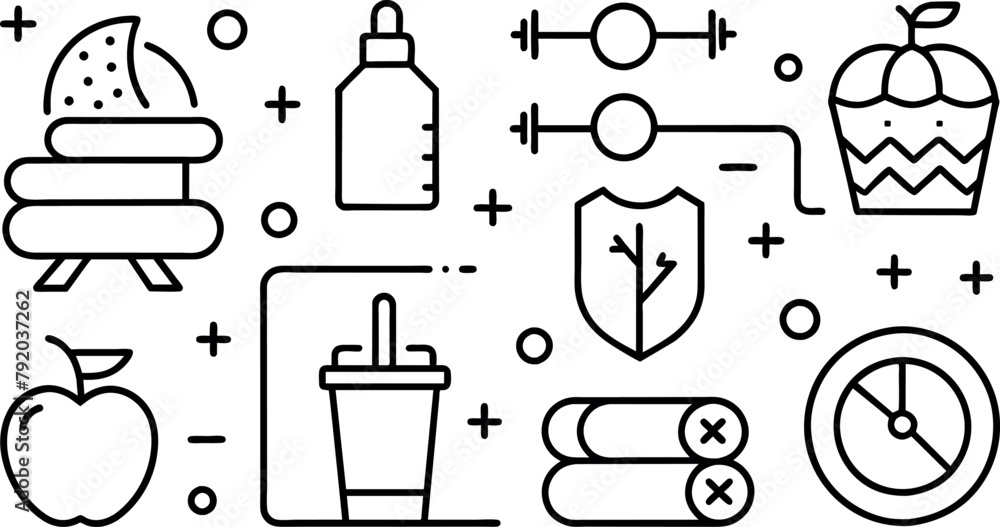 Healthy Lifestyle Line Editable Icons set. Vector illustration of ...