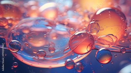  Immerse yourself in the enchanting world of oil bubbles swirling gracefully over a coral-colored surface, captured in mesmerizing HD quality