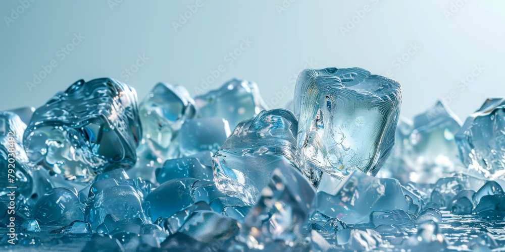 A pile of ice cubes on a table A pile of ice cubes on a table