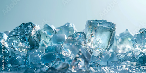 A pile of ice cubes on a table