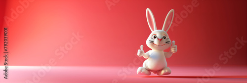 Cute rabbit doing thumb up, funny bunny. Wall Art Design for Home Decor, 4K Wallpaper and Background for Mobile Cell Phone, Smartphone, Cellphone, desktop, laptop, Computer, Tablet