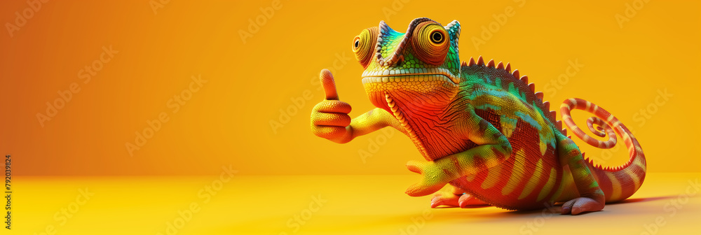 chameleon doing thumb up. Wall Art Design for Home Decor, 4K Wallpaper and Background for Mobile Cell Phone, Smartphone, Cellphone, desktop, laptop, Computer, Tablet