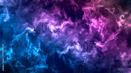 An electric blue and violet smoke pattern dances in the dark sky, resembling cumulus clouds. The magenta undertones create an artistic touch to the mesmerizing space texture. photo
