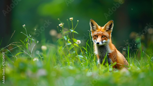 Red Fox hunting Voles wildlife scene © Data